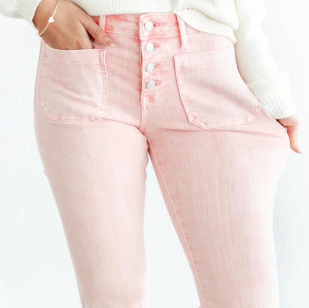 Women's Pink High-Waisted Jeans
